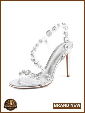 Rhinestone Wrap-Around High Heels Women's Sparkly Crystal Clear Strappy Sandals